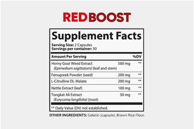 RedBoost Supplement Facts